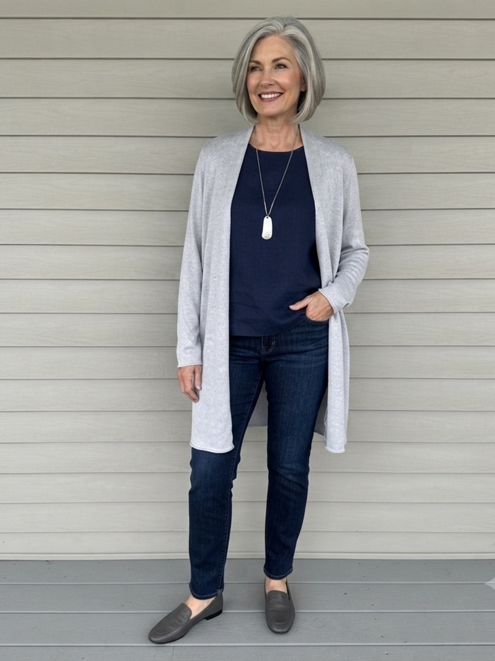 NWT Eileen Fisher Woman Size 2XL Rain Organic Linen Crepe Blue Grey Cardigan